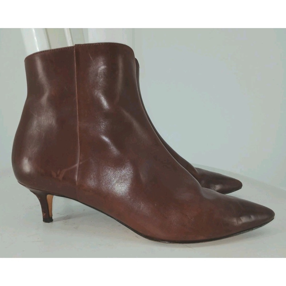 Cole Haan Grand 360 Brown Rust Leather Pointed Toe Kitten Heel Boots 7.5B. DB4